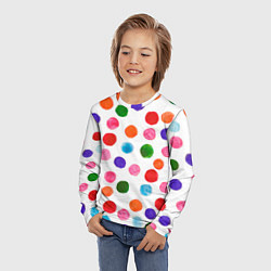 Лонгслив детский Веселые акварельные кружочки, цвет: 3D-принт — фото 2