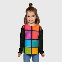 Лонгслив детский Абстрактный набор красок-паттернов, цвет: 3D-принт — фото 2