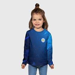 Лонгслив детский Сборная Уругвая синяя абстракция, цвет: 3D-принт — фото 2