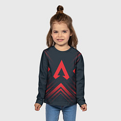 Лонгслив детский Красный символ Apex Legends на темном фоне со стре, цвет: 3D-принт — фото 2