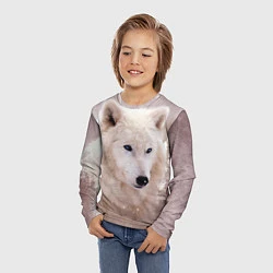 Лонгслив детский Белый зимний волк, цвет: 3D-принт — фото 2