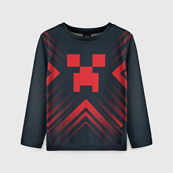 Лонгслив детский Красный символ Minecraft на темном фоне со стрелка, цвет: 3D-принт