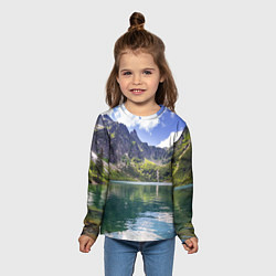 Лонгслив детский Прозрачное горное озеро, цвет: 3D-принт — фото 2