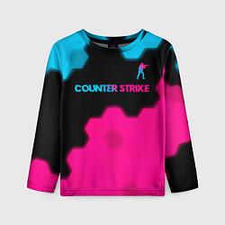 Лонгслив детский Counter Strike - neon gradient: символ сверху, цвет: 3D-принт