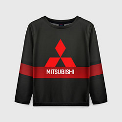 Лонгслив детский Mitsubishi - логотип - красная полоса, цвет: 3D-принт