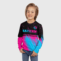 Лонгслив детский Bayern - neon gradient: символ сверху, цвет: 3D-принт — фото 2