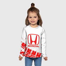 Лонгслив детский Honda - красный след шины, цвет: 3D-принт — фото 2