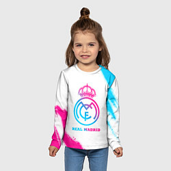 Лонгслив детский Real Madrid neon gradient style, цвет: 3D-принт — фото 2