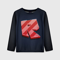 Лонгслив детский Roblox red - Роблокс полосатый логотип, цвет: 3D-принт