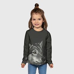 Лонгслив детский Спокойный серый волк, цвет: 3D-принт — фото 2