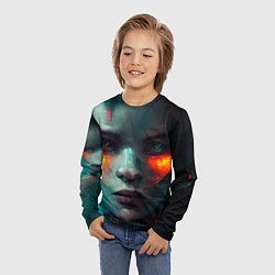 Лонгслив детский Лицо женщины - киборга, цвет: 3D-принт — фото 2