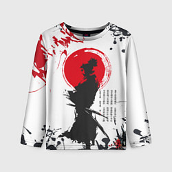 Лонгслив детский Самурай на фоне солнца, цвет: 3D-принт