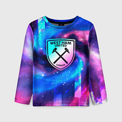 Лонгслив детский West Ham неоновый космос, цвет: 3D-принт