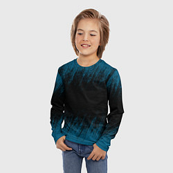 Лонгслив детский Синие штрихи на черном, цвет: 3D-принт — фото 2