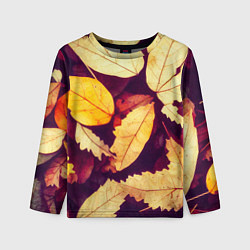 Лонгслив детский Осенняя листва узор, цвет: 3D-принт