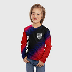 Лонгслив детский Porsche красный карбон, цвет: 3D-принт — фото 2