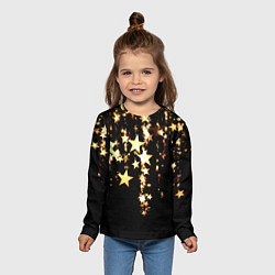 Лонгслив детский Золотые праздничные звезды, цвет: 3D-принт — фото 2