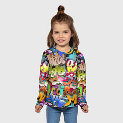 Лонгслив детский Надпись и краска граффити, цвет: 3D-принт — фото 2