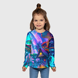 Лонгслив детский Неоновая страна, цвет: 3D-принт — фото 2