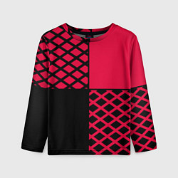 Лонгслив детский Черно-красный геометрический узор, цвет: 3D-принт