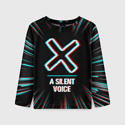 Лонгслив детский Символ A Silent Voice в стиле glitch на темном фон, цвет: 3D-принт