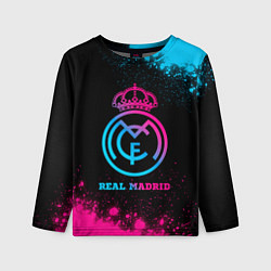Лонгслив детский Real Madrid - neon gradient, цвет: 3D-принт