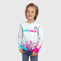 Лонгслив детский One Piece neon gradient style: символ сверху, цвет: 3D-принт — фото 2