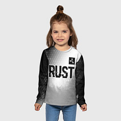 Лонгслив детский Rust glitch на светлом фоне: символ сверху, цвет: 3D-принт — фото 2