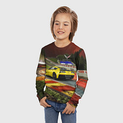 Лонгслив детский Chevrolet Corvette на гоночной трассе, цвет: 3D-принт — фото 2