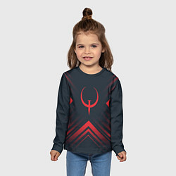Лонгслив детский Красный символ Quake на темном фоне со стрелками, цвет: 3D-принт — фото 2