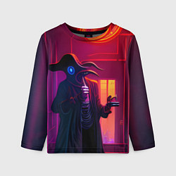 Детский лонгслив Странный чумной доктор в стиле Cyberpunk