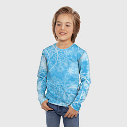 Лонгслив детский Морозный узор на голубом стекле, цвет: 3D-принт — фото 2
