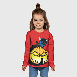 Лонгслив детский Halloween - тыква и кот, цвет: 3D-принт — фото 2