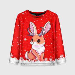 Лонгслив детский Кролик олень - кролик с рожками, цвет: 3D-принт