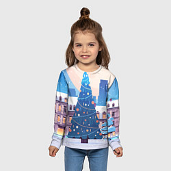 Лонгслив детский Новогодняя елочка, цвет: 3D-принт — фото 2