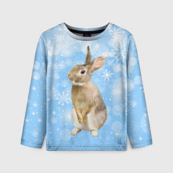 Лонгслив детский Кролик и снежинки, цвет: 3D-принт