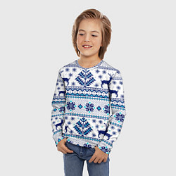 Лонгслив детский Happy new year, blue deer, цвет: 3D-принт — фото 2