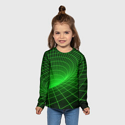 Лонгслив детский Зелёная неоновая чёрная дыра, цвет: 3D-принт — фото 2