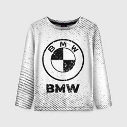 Лонгслив детский BMW с потертостями на светлом фоне, цвет: 3D-принт