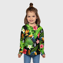 Лонгслив детский Тропический паттерн с туканом, цвет: 3D-принт — фото 2