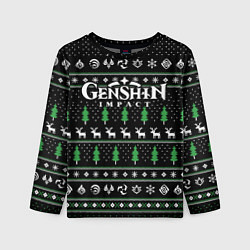 Лонгслив детский Новогодний свитер - Genshin impact, цвет: 3D-принт