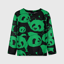 Лонгслив детский Panda green pattern, цвет: 3D-принт