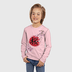 Лонгслив детский Цветущая вишня с иероглифом cакура, цвет: 3D-принт — фото 2