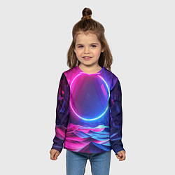 Лонгслив детский Круг и разноцветные кристаллы - vaporwave, цвет: 3D-принт — фото 2