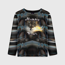 Лонгслив детский Happy New Year - волк, цвет: 3D-принт