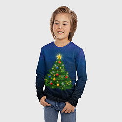 Лонгслив детский Новогодняя елка с яркой звездой, цвет: 3D-принт — фото 2