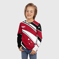 Лонгслив детский Красно черная абстракция на белом спорт, цвет: 3D-принт — фото 2
