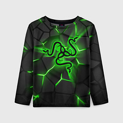 Лонгслив детский Razer neon logo, цвет: 3D-принт