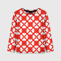 Лонгслив детский Четырехлистный клевер красный, цвет: 3D-принт