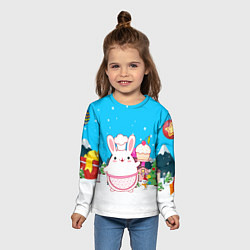 Лонгслив детский Круглый кролик с кексом, цвет: 3D-принт — фото 2